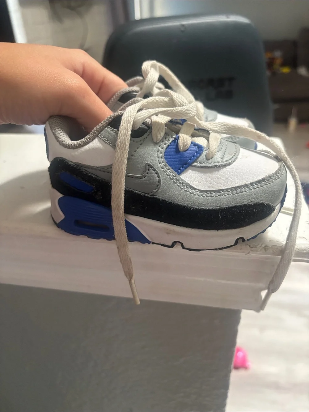 Nike Kids Sneakers in White, Gray & Blue